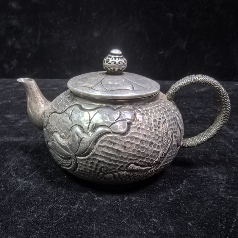 Vintage Collectible Market - Vintage antieke puur koperen verzilverde theepot