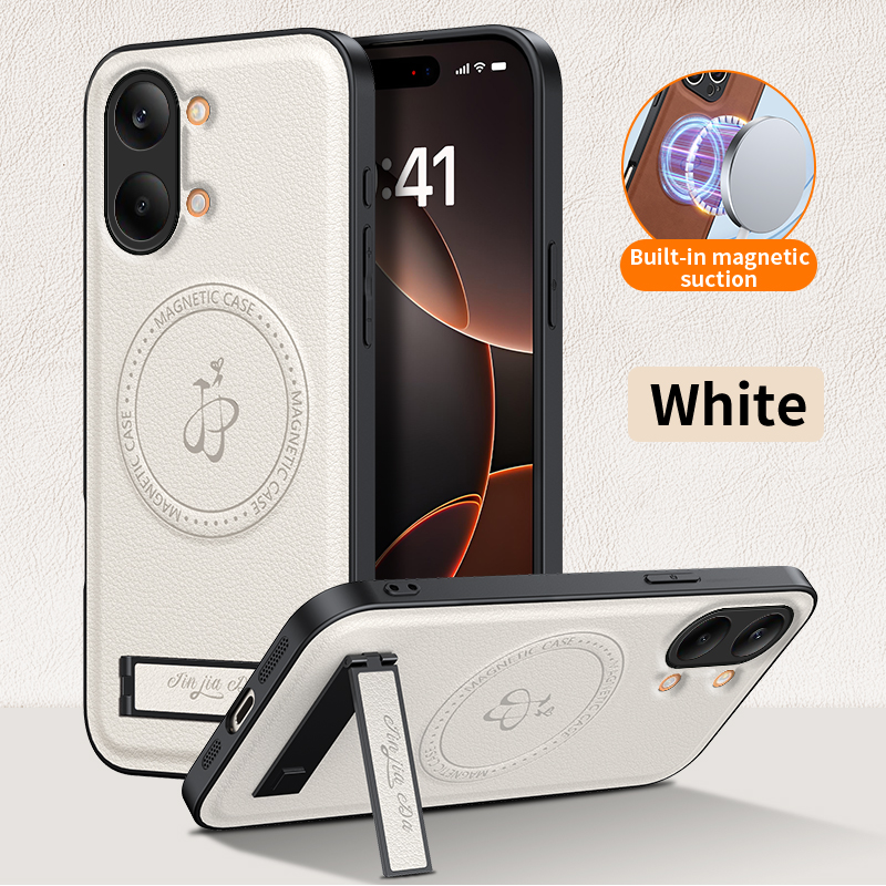 Camera Leather Case - Luxe lederen standaard telefoonhoes voor Xiaomi