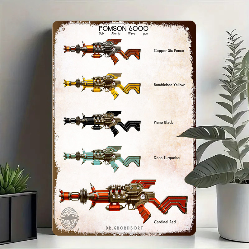Vintage Collectible Guns - Pomson 6000 Retro Metalen Bord -