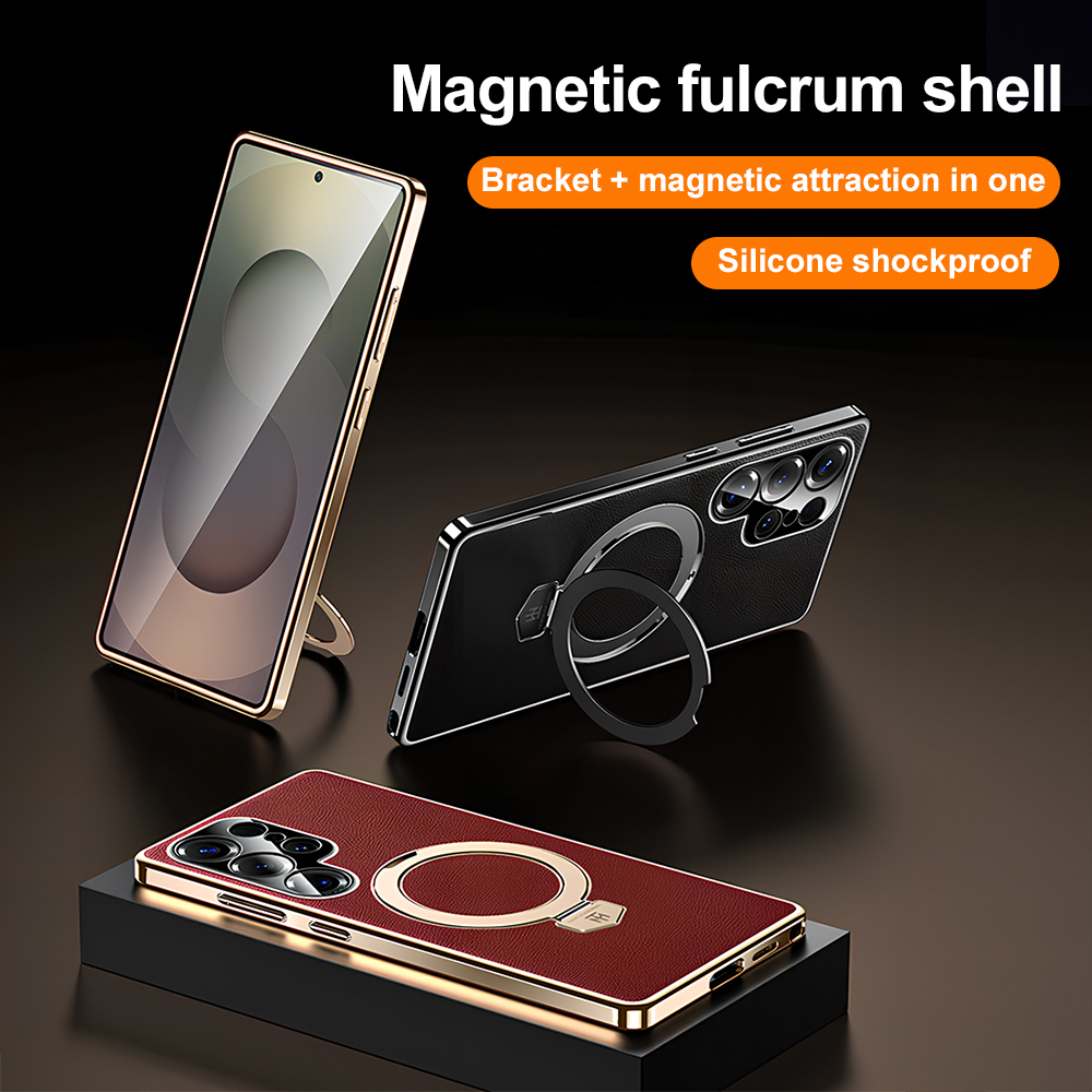 Camera Leather Case - Magsafe Magnetische Bevestiging Telefoonhoesje voor Samsung