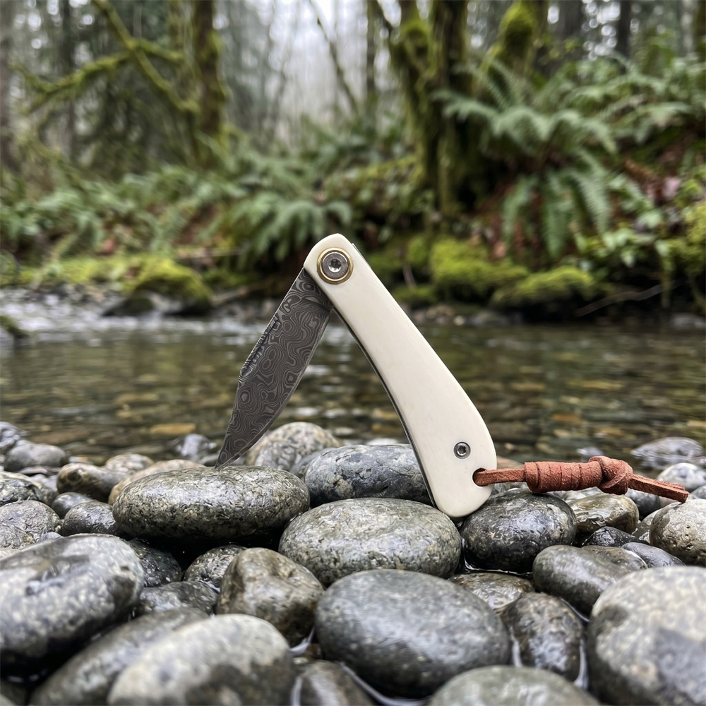 Vintage Damascus vouwmes met i - Vintage Collectible Pocket Knives recensie en prijs